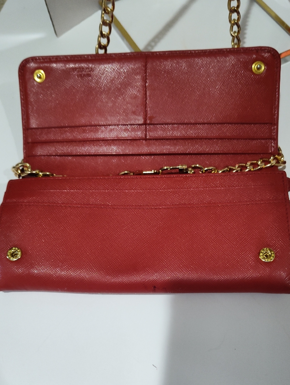 Prada Beige Canvas Tote with Red Leather Trim and Wallet - Picture 7 of 14